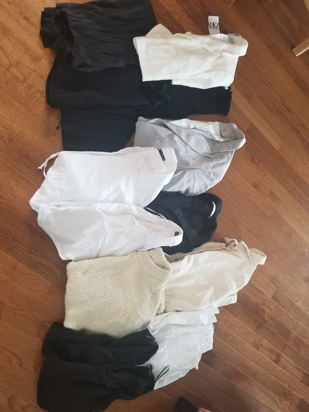 Zara assorted Clothing. Bundle Black, White, Cream, LOT